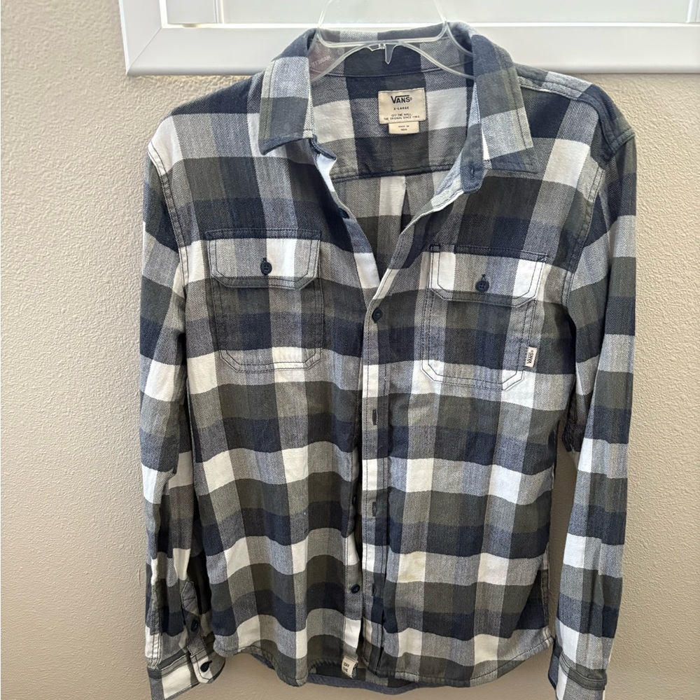 Vans Boy’s Gray and White Checkered Shirt